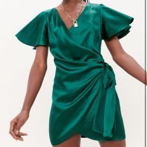 Emerald Green Silk Wrap Dress